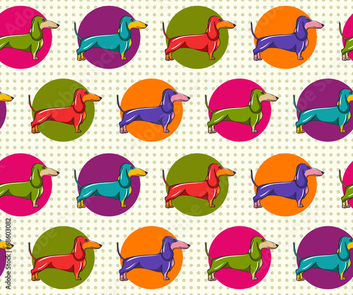 Seamless Pattern with Dachshund