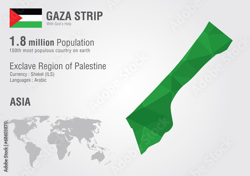 Gaza strip world map woth a pixel diamond texture.