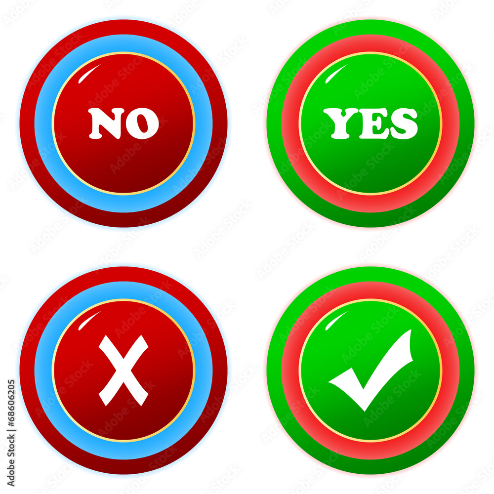 Buttons yes and no Buttons yes and no