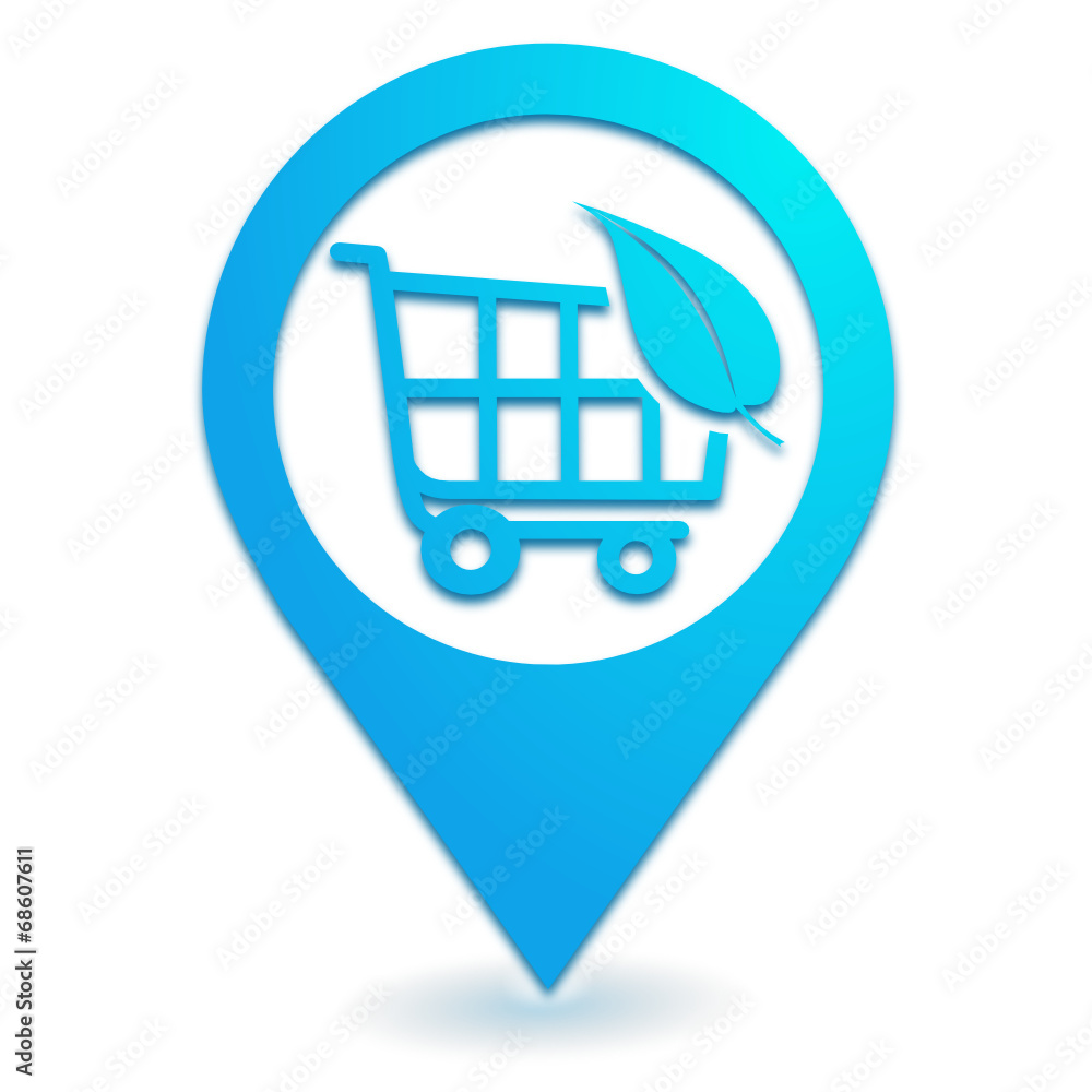 caddie bio sur symbole localisation bleu