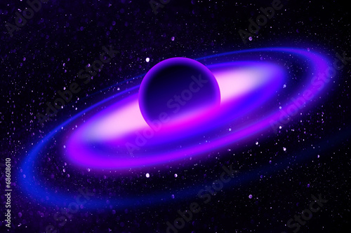 Fototapeta Naklejka Na Ścianę i Meble -  Fantasy deep space nebula with planet and stars