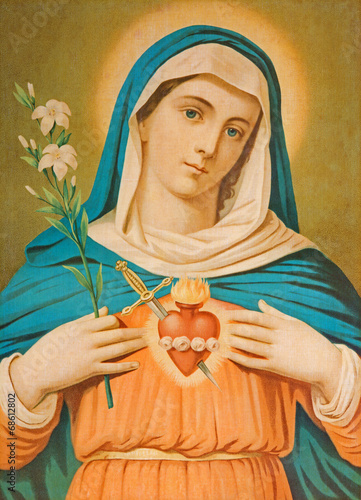 The Heart of Virgin Mary. Typical cahtolic printed image