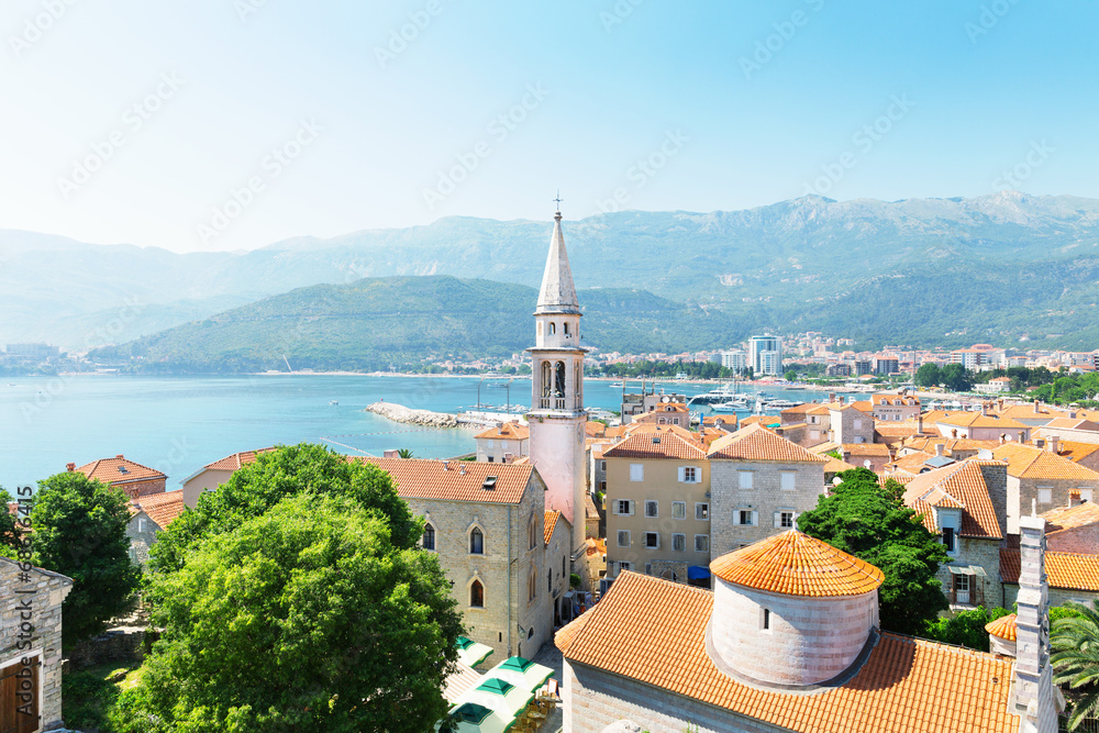Sea view of old town in Budva, Montenegro