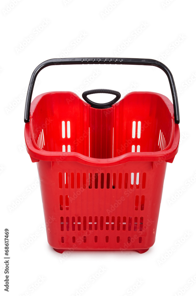 Fototapeta premium Shopping supermarket trolley isolated on the white