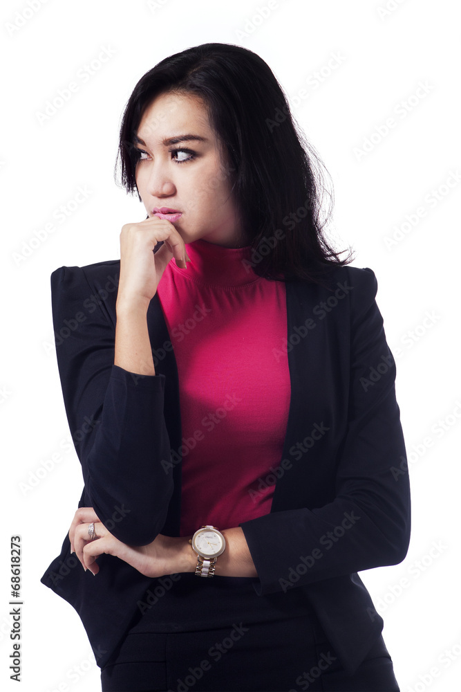 Pretty business woman in pensive pose Pretty business woman in pensive pose
