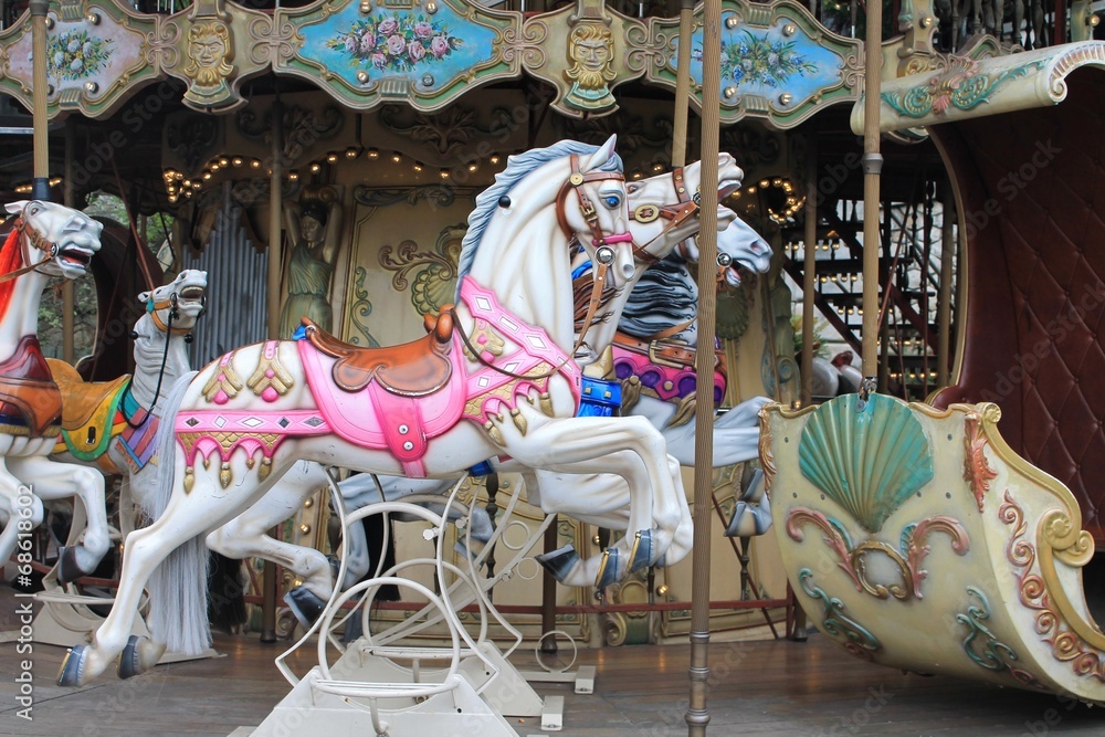 Painted carousel horses, Paris, France