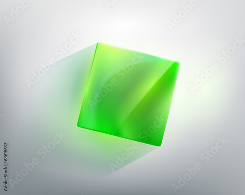 abstraction with a green glass cube