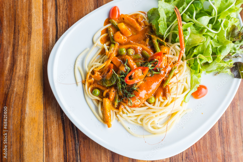 spaghetti with prawn panag sauce spaghetti with prawn panag sauce