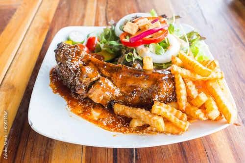 steak barbecue pork  spareribs