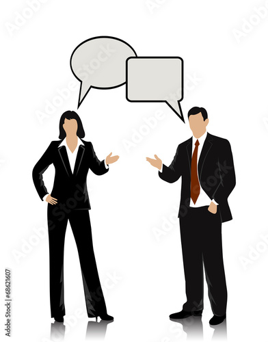 silhouettes of businessmen with a bubble for your text