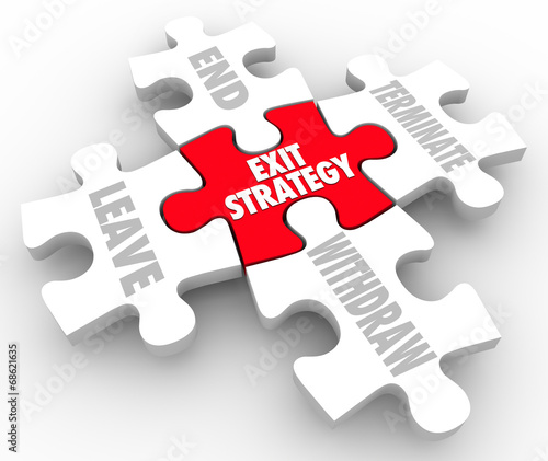 Exit Strategy Puzzle Pieces Words Way Out Plan Clause