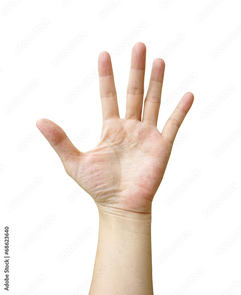 Woman hand making sign. Isolated on white background Woman hand making sign. Isolated on white background