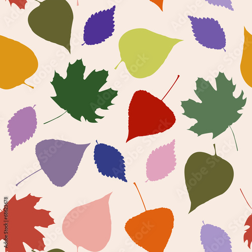 Floral seamless pattern with autumn leaves