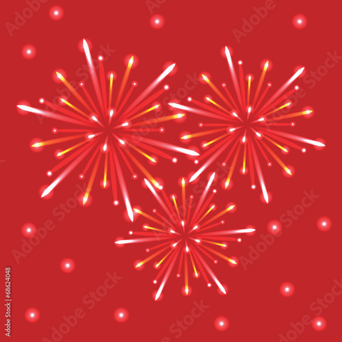 fireworks in the red sky