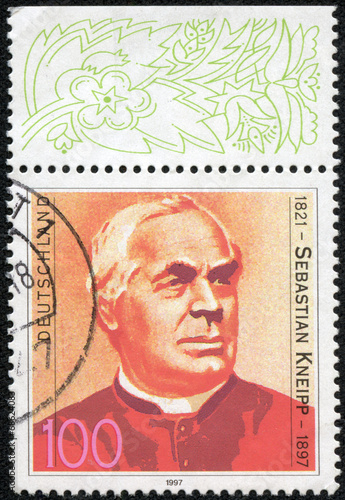 stamp shows Fr. Sebastian Kneipp, Hydrotherapist