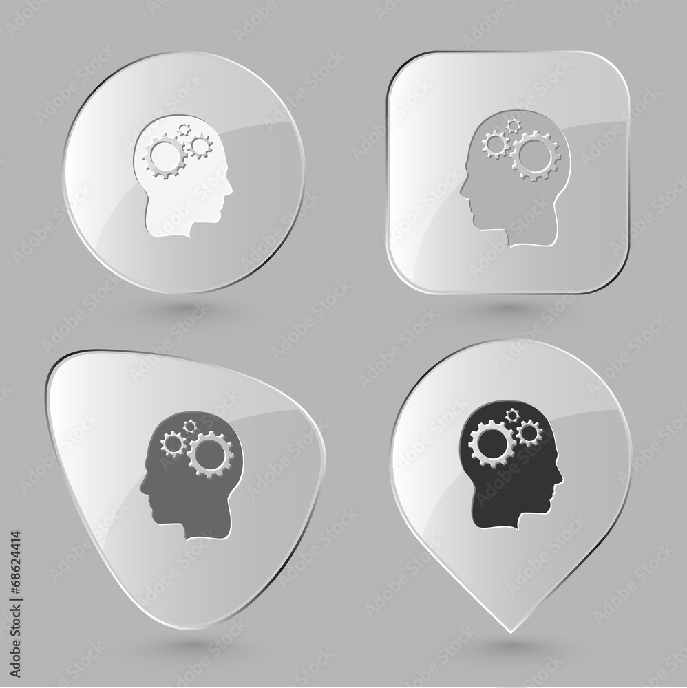 Human brain. Glass buttons. Vector illustration.