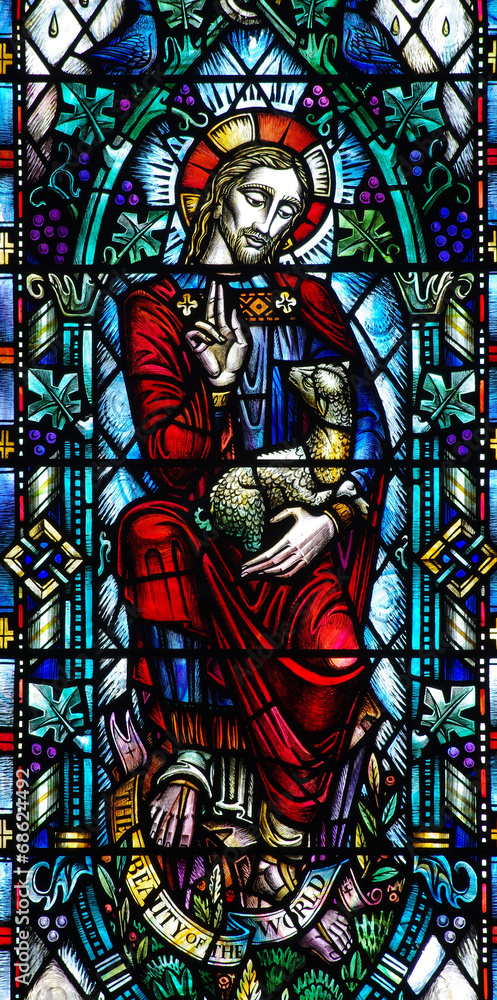 Jesus Christ the good sheperd, with a sheep