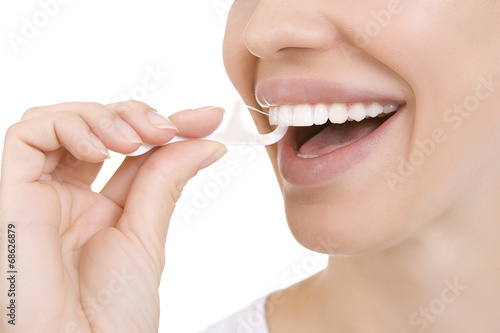 Woman and teeth floss  Toothpick 