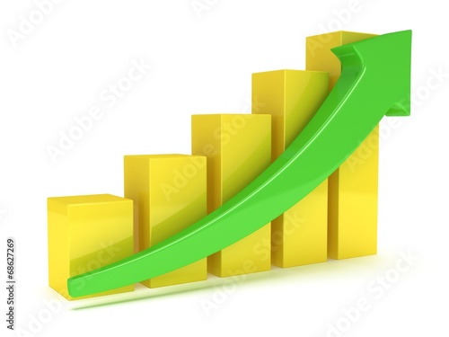 Yellow bar graph with green arrow Free Download Yellow bar graph with green arrow - GFXLoad