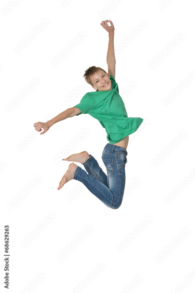Jumping boy isolated Jumping boy isolated
