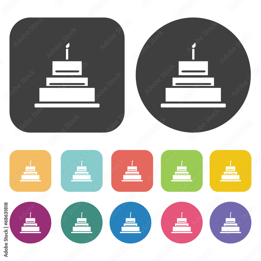 Birthday cake icons set. Birthday cake icons set.