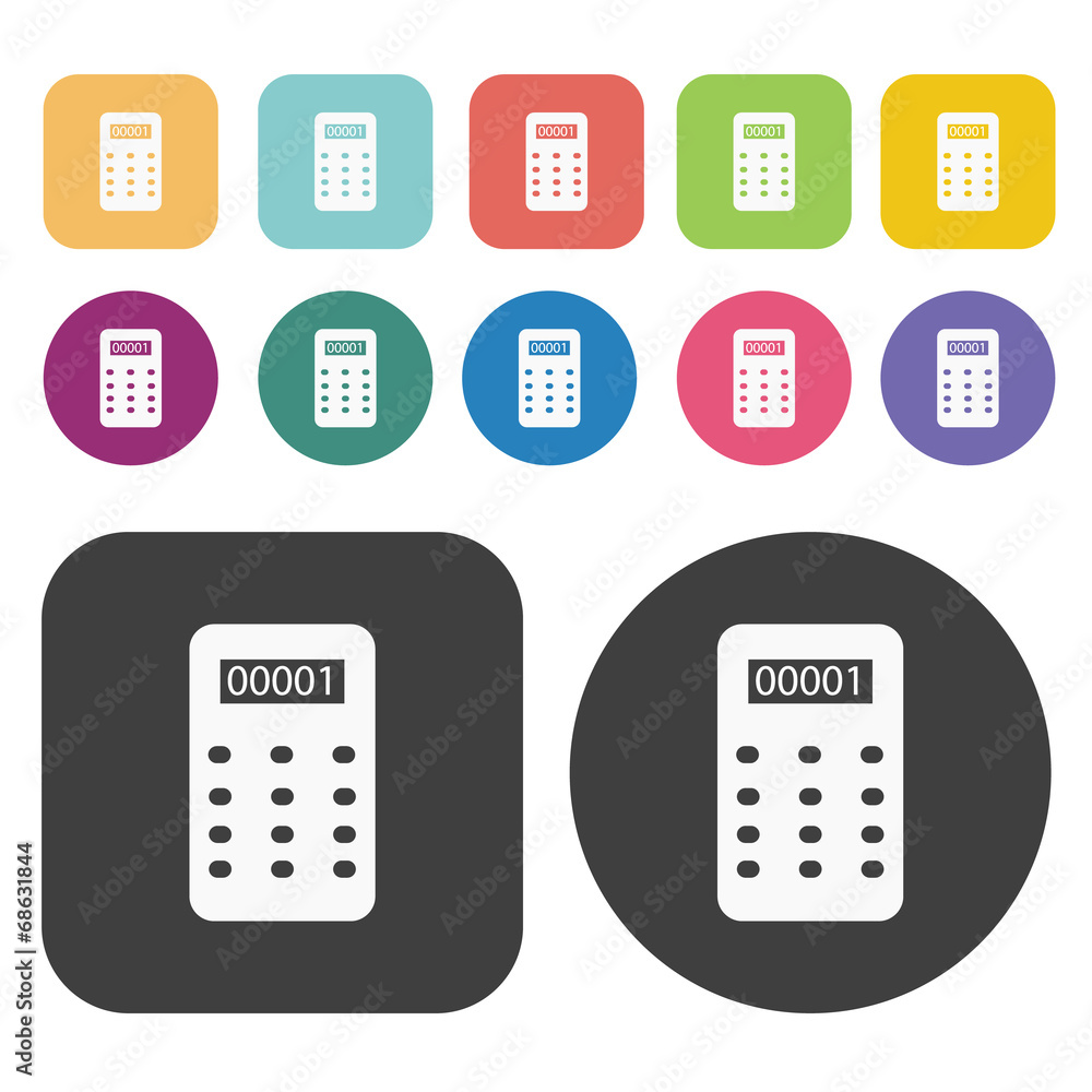 Calculator icons set. Finance and business symbol. Round and rec Calculator icons set. Finance and business symbol. Round and rec