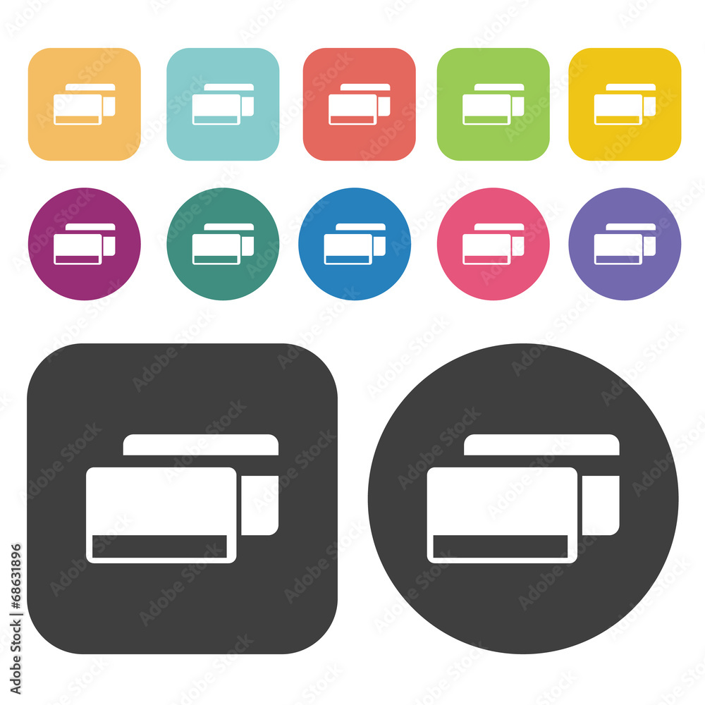 Credit card icons set. Finance and business symbol. Round and re Credit card icons set. Finance and business symbol. Round and re