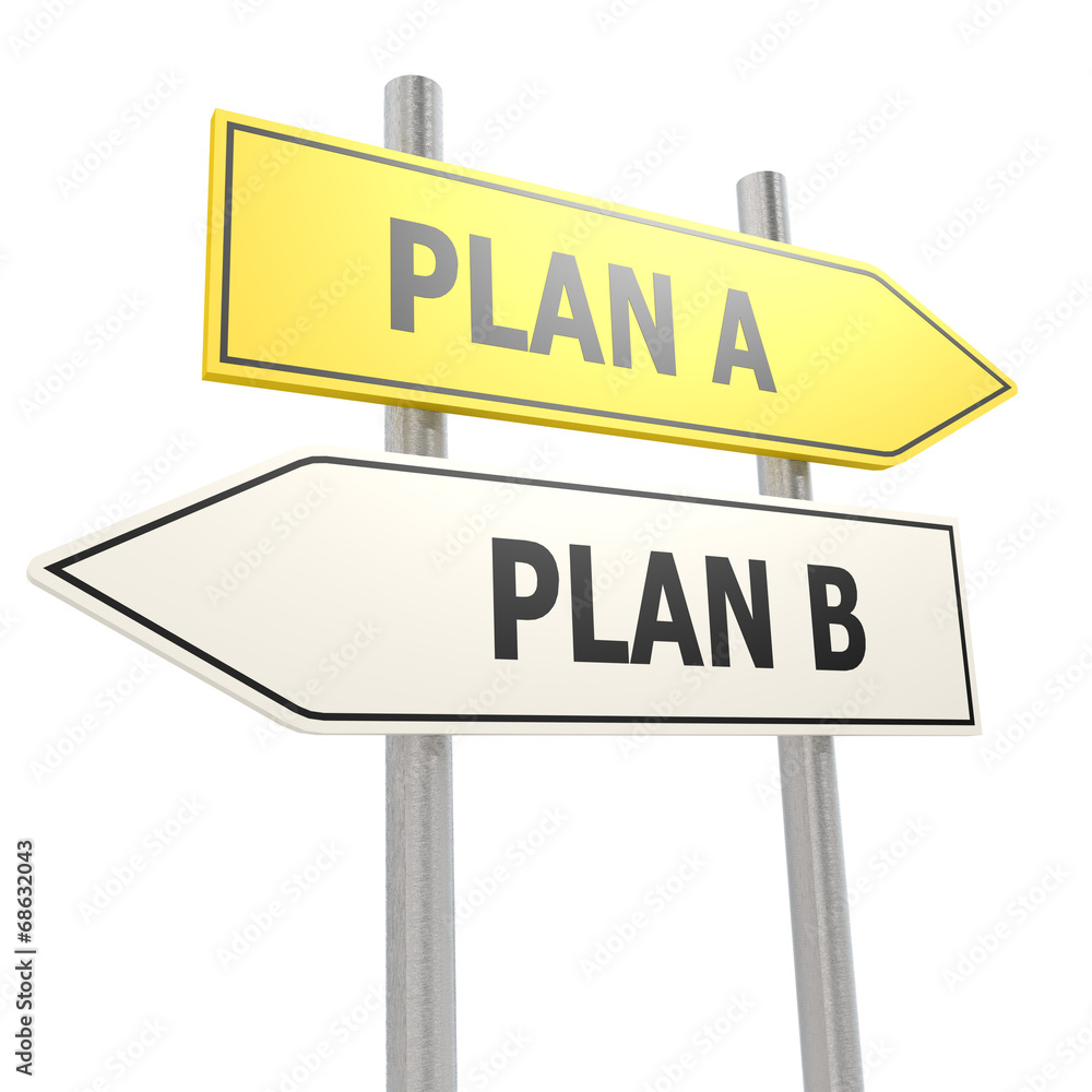 Plan A B road sign Plan A B road sign