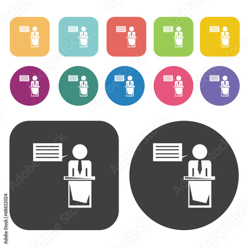 Business Meeting icons set. business symbol. Round and rectangle