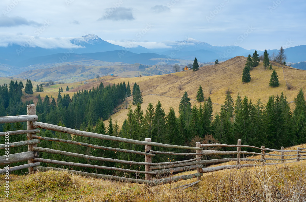 Fototapeta premium Fence in a mountain village