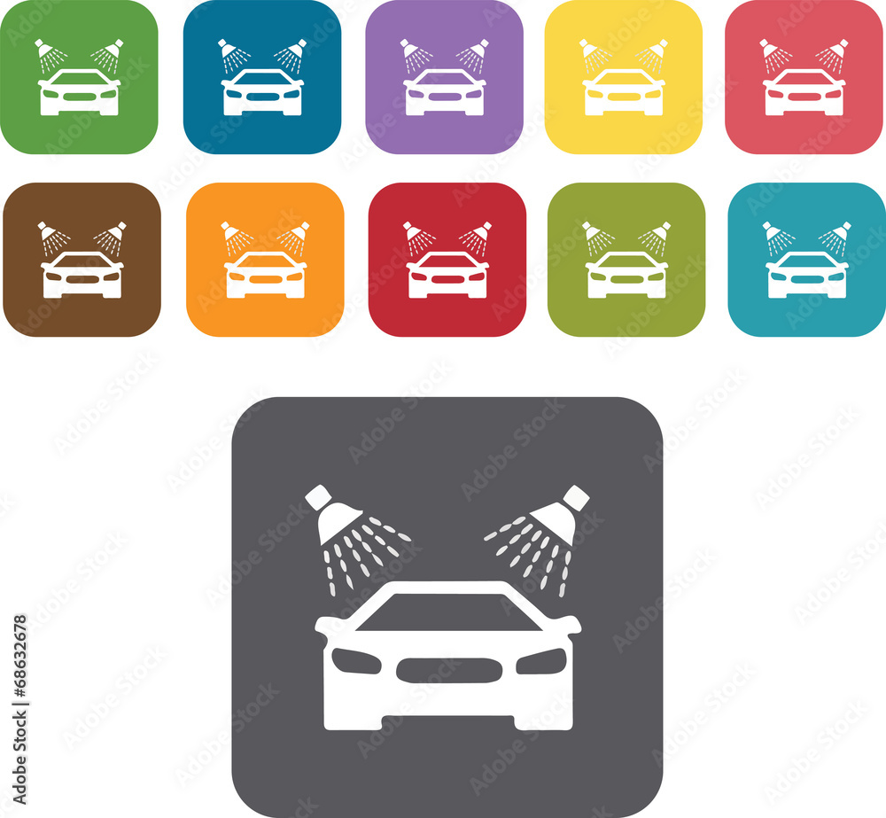 Car wash icons set. Rectangle colourful 12 buttons. Illustration Car wash icons set. Rectangle colourful 12 buttons. Illustration