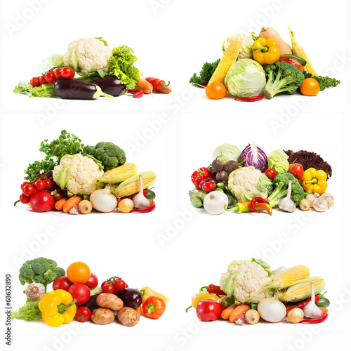 fresh vegetables - collage isolated on a white background