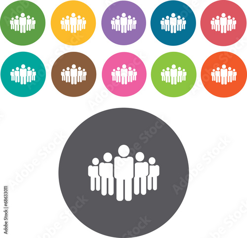 business meeting icons set. Round and rectangle colourful 12 but