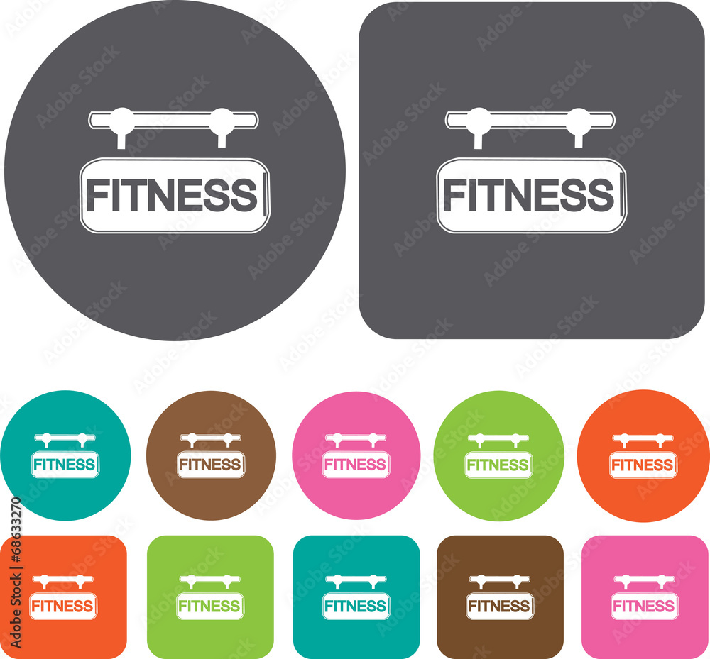 Health and Fitness icons set. Round and rectangle colourful 12 b Health and Fitness icons set. Round and rectangle colourful 12 b
