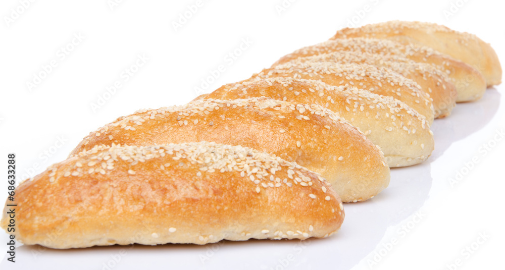 Sesame buns aligned diagonally