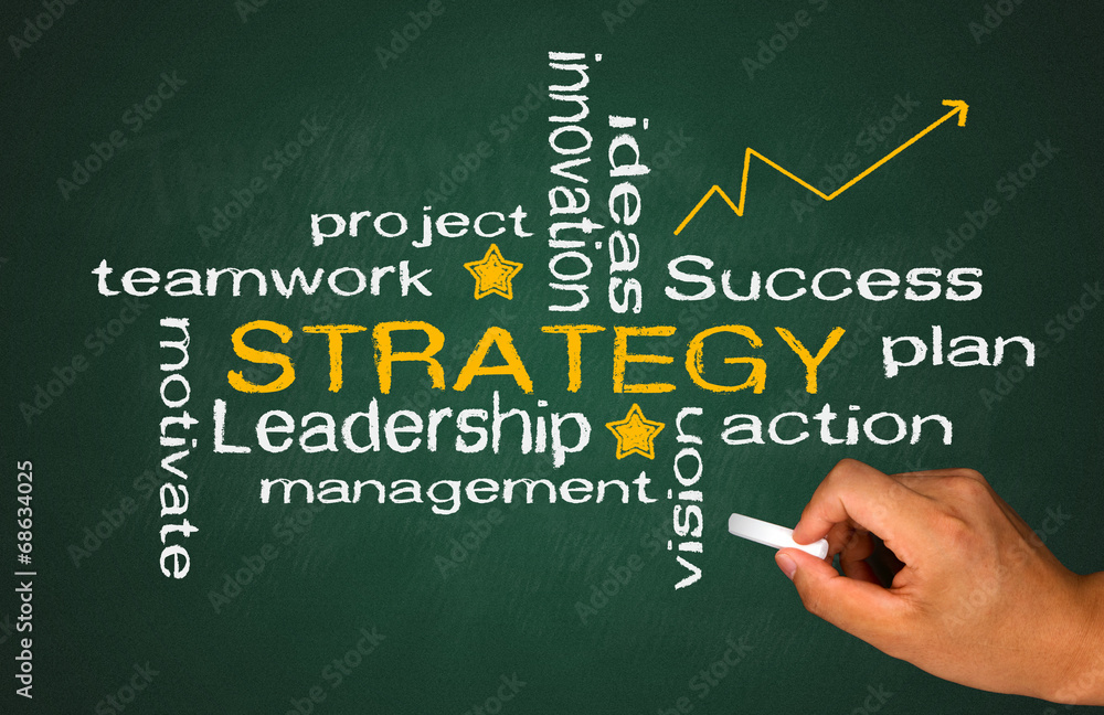commercial strategy concept on blackboard commercial strategy concept on blackboard