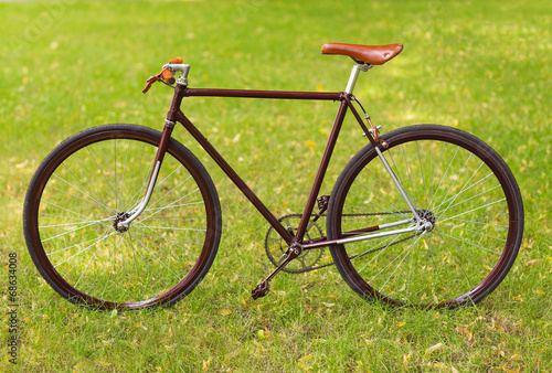 Stylish bicycle on grass