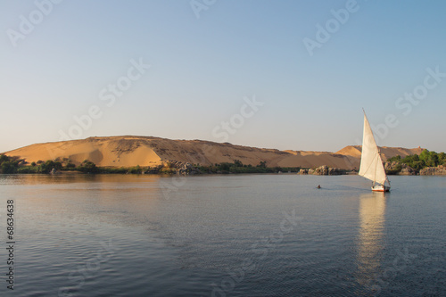 Romantic sunset sail on Nile river in Egypt