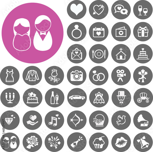 Wedding, bride and groom icons set. Illustration eps10