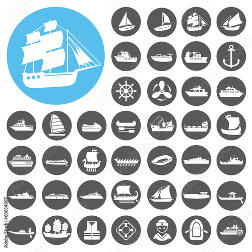 Boat and ship icons set. Illustration eps10