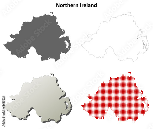 Northern Ireland blank detailed outline map set