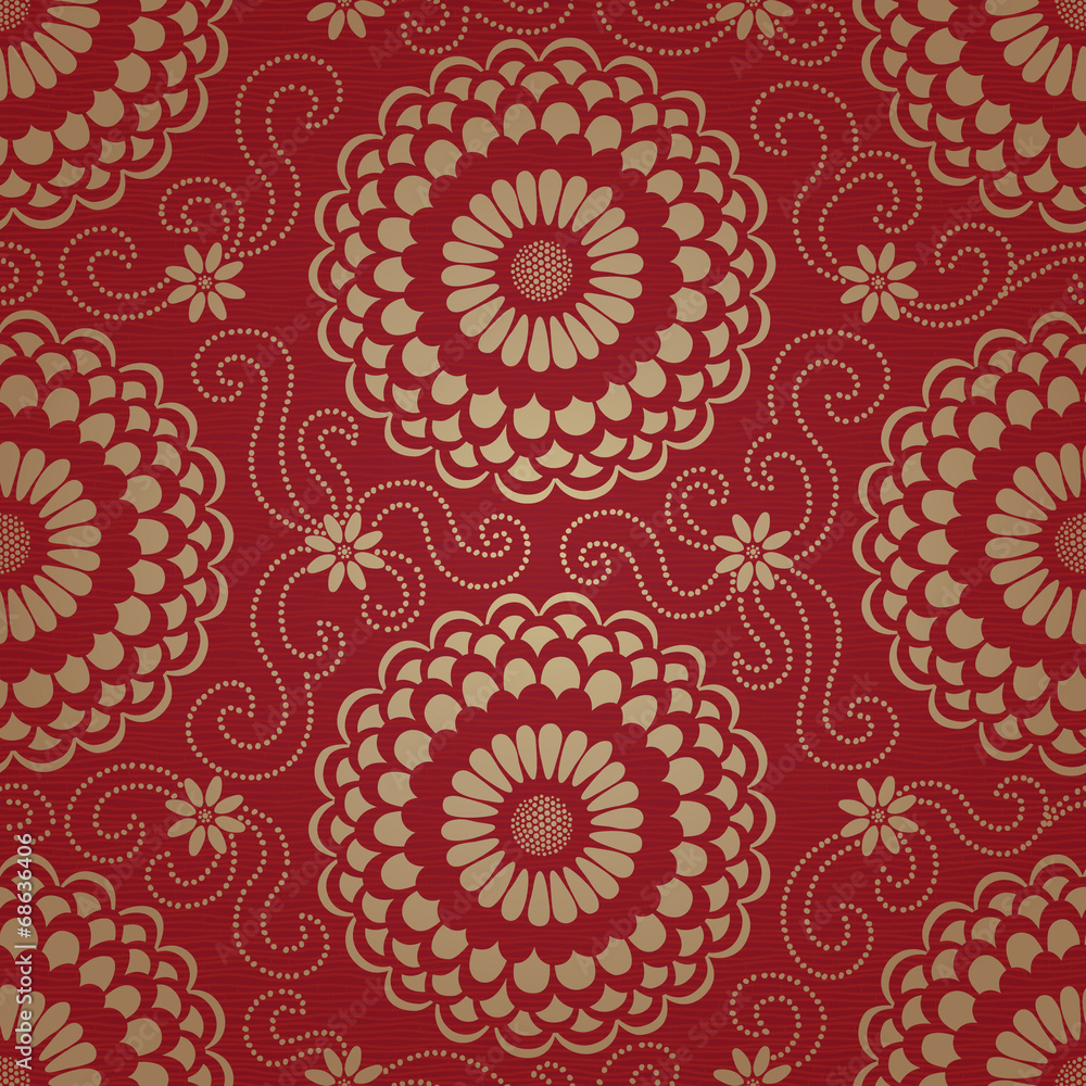 Ornamental seamless pattern with large flowers.