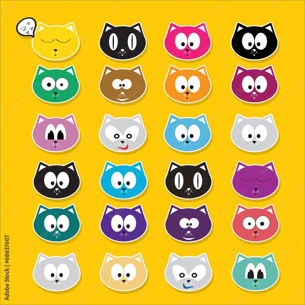 vector cartoon cute cats set vector cartoon cute cats set