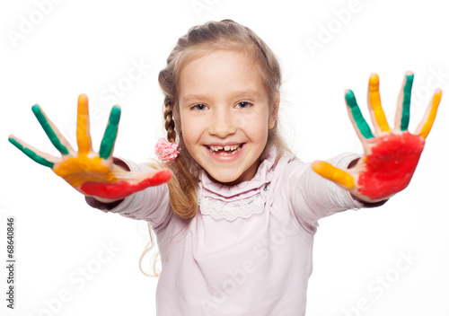 Girl with painted palms