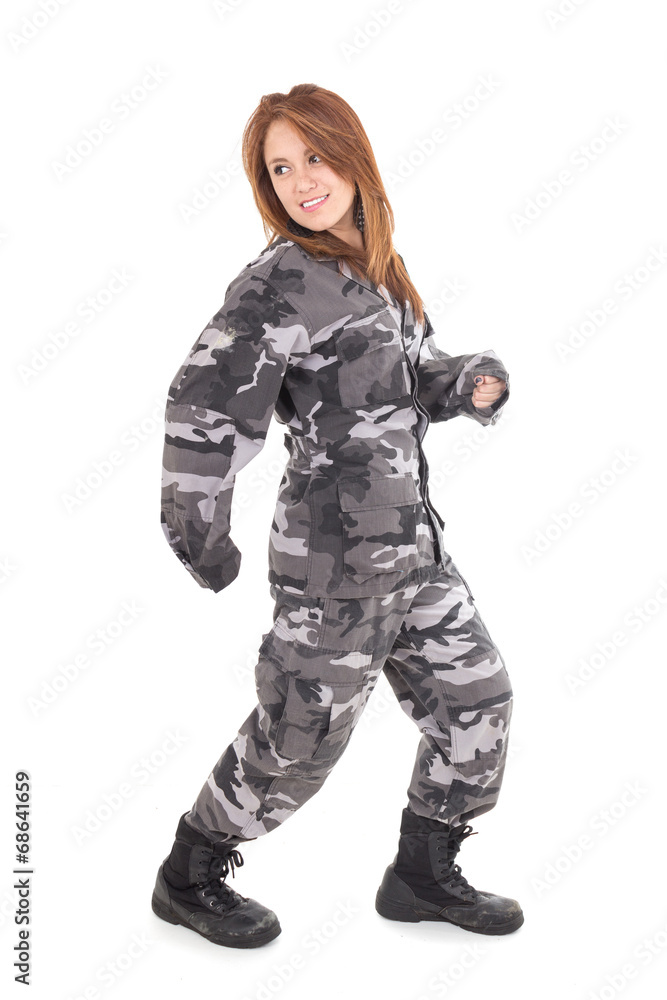 Pretty young girl wearing military uniform Pretty young girl wearing military uniform