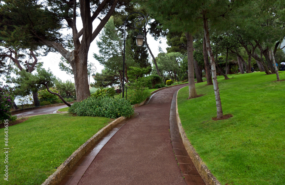 Monaco - Pedestrian path in Saint Martin Park in Monte Carlo