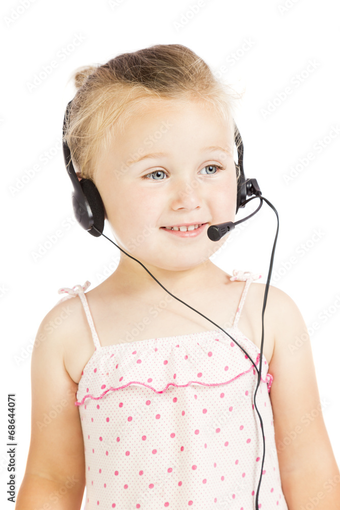 Girl with Headset Microphone