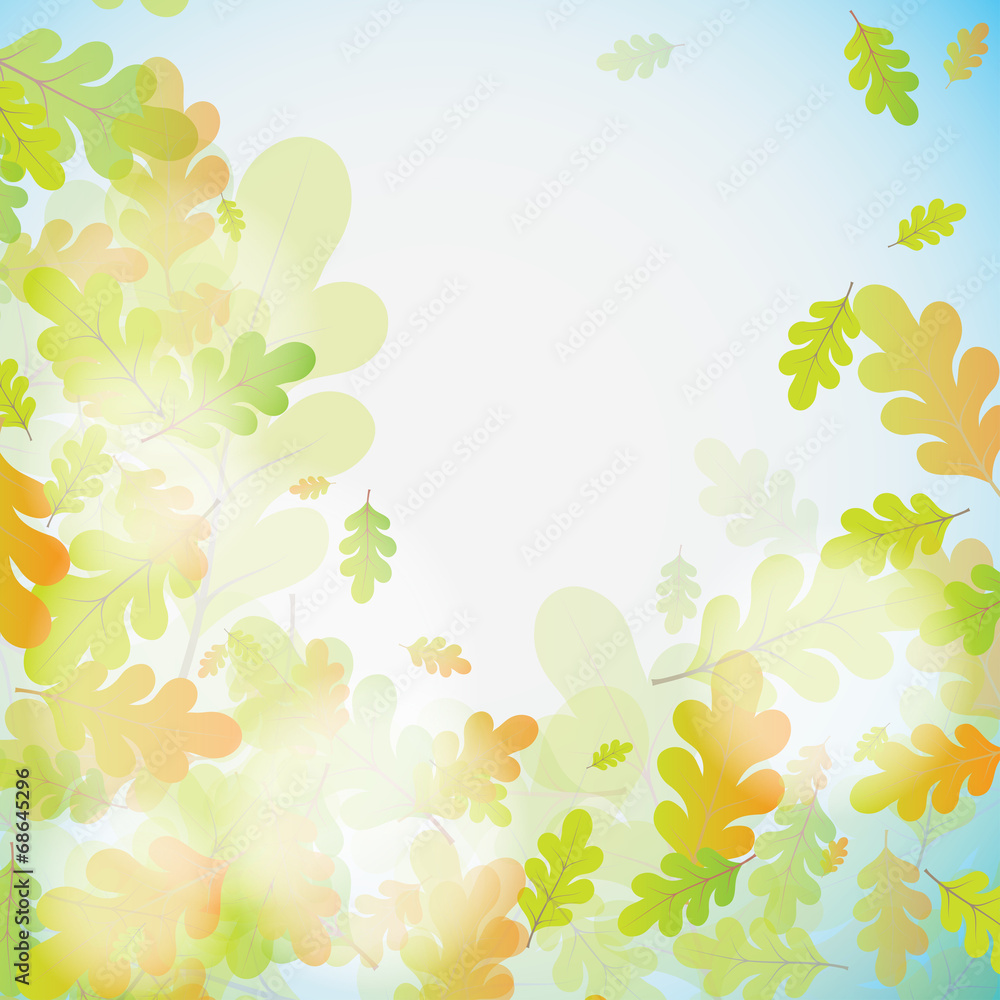 Oak autumn background, vector - obrazy, fototapety, plakaty 