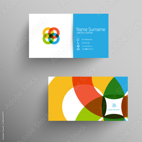 Modern business card template with flat user interface