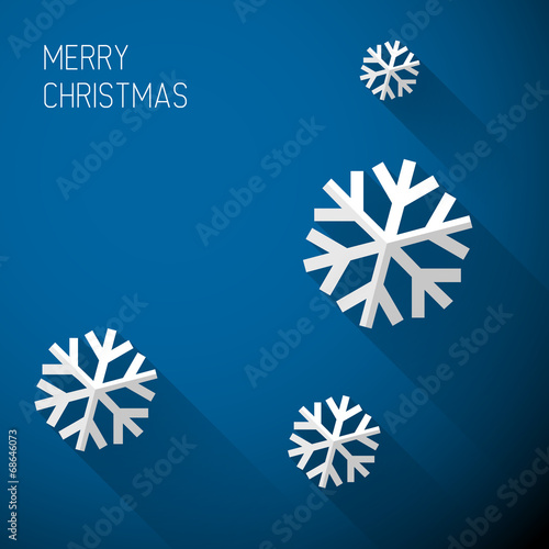 Modern blue christmas card with flat design